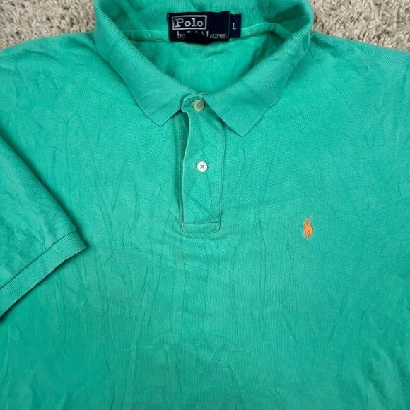 Polo Ralph Lauren Cotton Short Sleeve Polo Shirt w Pony Adult Size Large Green - Picture 1 of 11